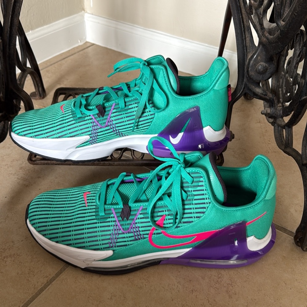 Nike LeBron Size 18 Witness 6 Green and Purple Basketball Sneakers Men Size New